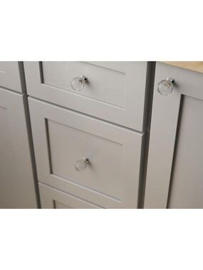 Chrome Clear Acrylic Faceted Cabinet Knob 6 Pack